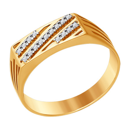 Кольцо, золото, фианит, 015472